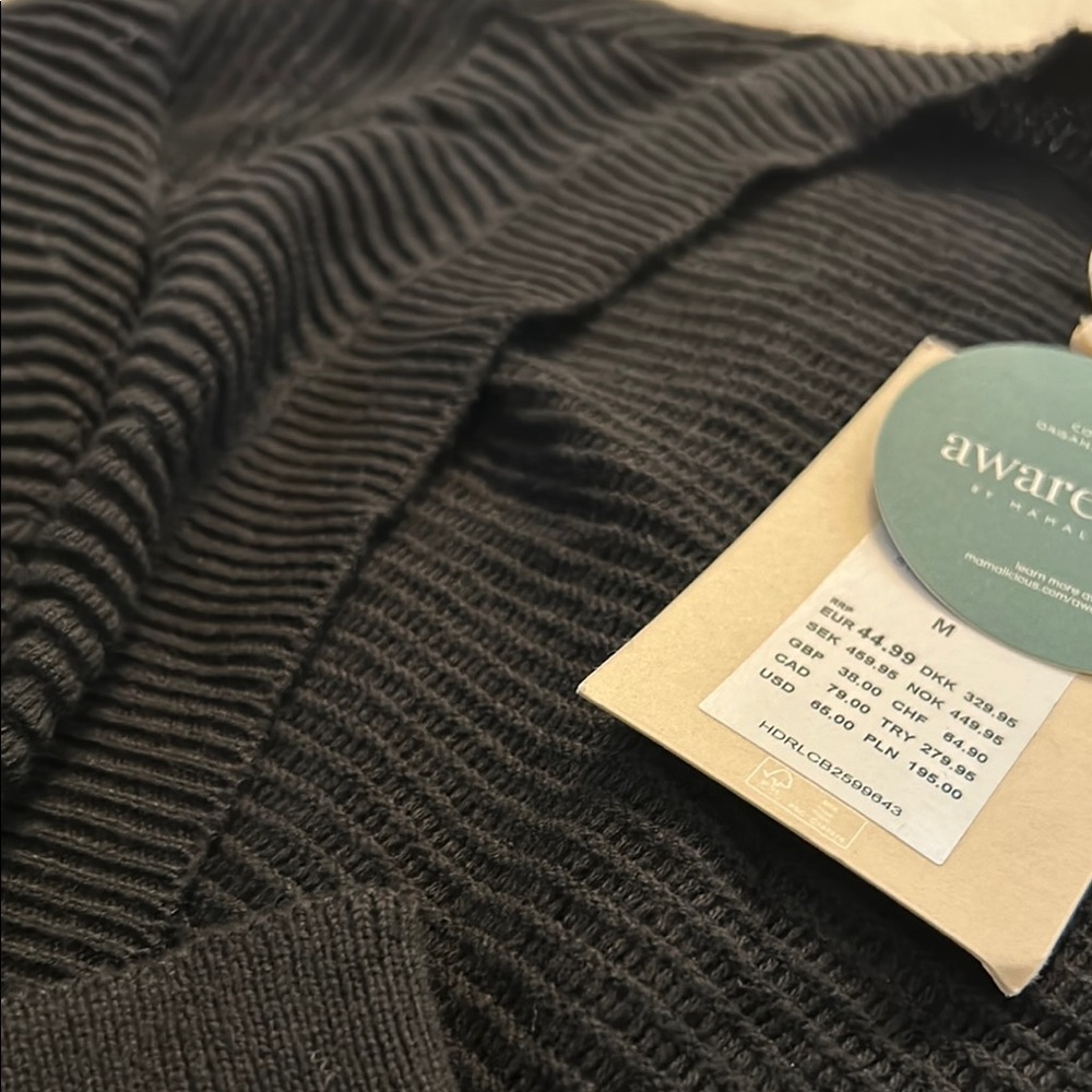Mama Licious Black Ribbed Long Cardigan - Picture 3 of 3